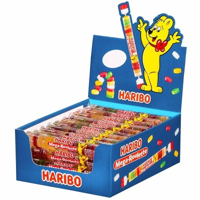 Haribo Mega Roulette Display 40 Rolls 45g 1.8KG Fruit Gums Winegums Bulk