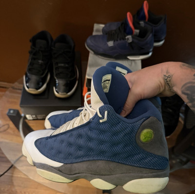 Jordan Air Jordan 13 Retro Blue/White High Top Lace-Up Basketball Sneakers