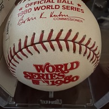 Mike Schmidt Signed Rawlings 1980 World Series Logo Baseball JSA Inscribed MVP