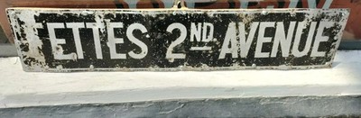 Ein Vintage Fettes 2nd Avenue Schild aus Edinburgh Straßenschild um 1950 Original