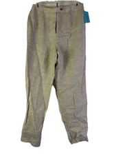 Deadstock vintage 90s Womens 8 Linen Flat Front High Rise Dress Pants Khaki