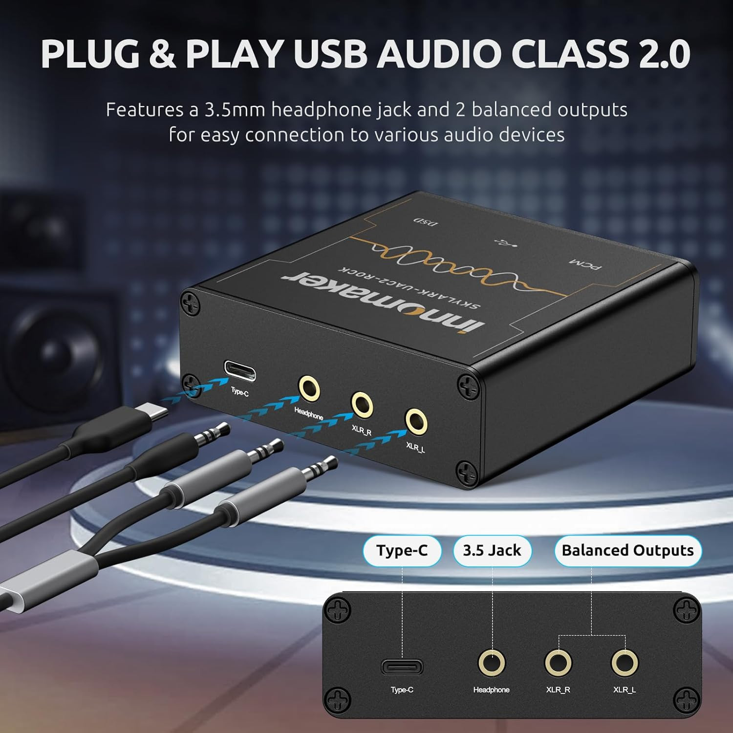 Interfaccia Audio USB DAC ES9038Q2M | XLR Balanced Output per Studio - 3