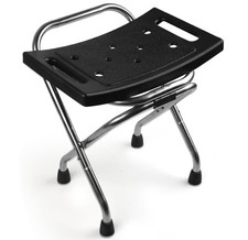 صغير Folding Shower Stool أسود