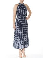 MAISON JULES Womens Navy Printed Sleeveless Halter Maxi Dress 2XS