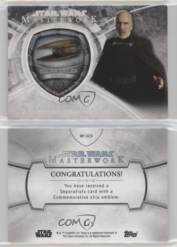 2018 Topps Star Wars Masterwork Black /5 Count Dooku Solar Sailer #MP-SCD 5sf - Picture 3 of 3