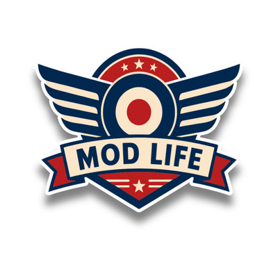 Retro Scooter MOD LIFE Target Wings V5 Vintage Vinyl Sticker Decal 100x80mm