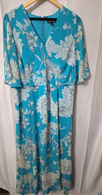 New Lane Bryant Floral Fairy Whimsical Tropical Midi Dress Sz 16 Flutter Sleeve