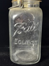 Vintage Twin Set of Ball Eclipse Clear Glass Jars Collectible with Glass Lid