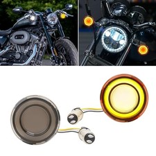 Motorcycle 1157 Led Turn Signal Lights 1157 Yellow/White Smoke lens/Front 