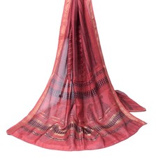 Sushila Vintage Hand Block Printed Dupatta Maroon Pure Cotton Silk Long Stole