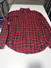 George men's super soft red and black plaid flannel shirt Size S 34-36
