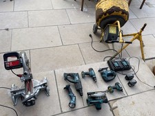 Job lot - Makita 6 Piece Tool Kit 2 x 5.0Ah Battery + Chop Saw + Cement mixer