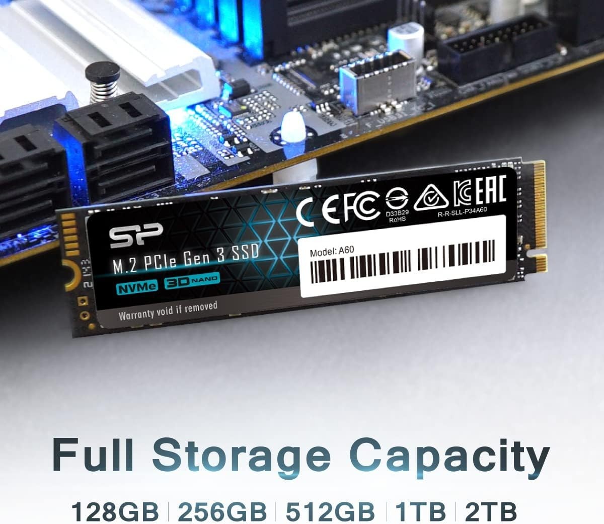 Silicon Power P34A60 128GB NVMe SSD - Ultra-Fast Read/Write Speeds