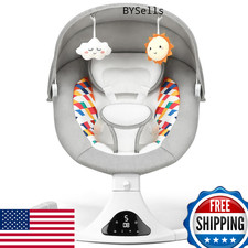 Bluetooth Infant Baby Swing with Remote, Portable, 5-Speed, 20lb Max, Gray