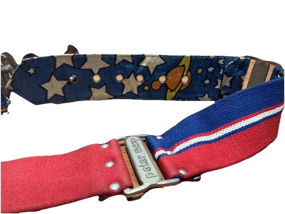 Vintage Anos 70 Peter MAX Logotipo Estrelas CINTO DE AMOR Fivela da Moda Patriótica Cósmica - Imagem 4 de 4