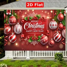 2D Flat,2D Flat Background Cloth,1pc Holiday Christmas and New Year Party Banner