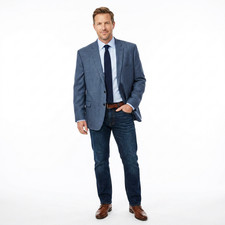 Lauren Ralph Lauren Mens 52R Blue Windowpane Plaid Wool Blend Blazer Sport Coat