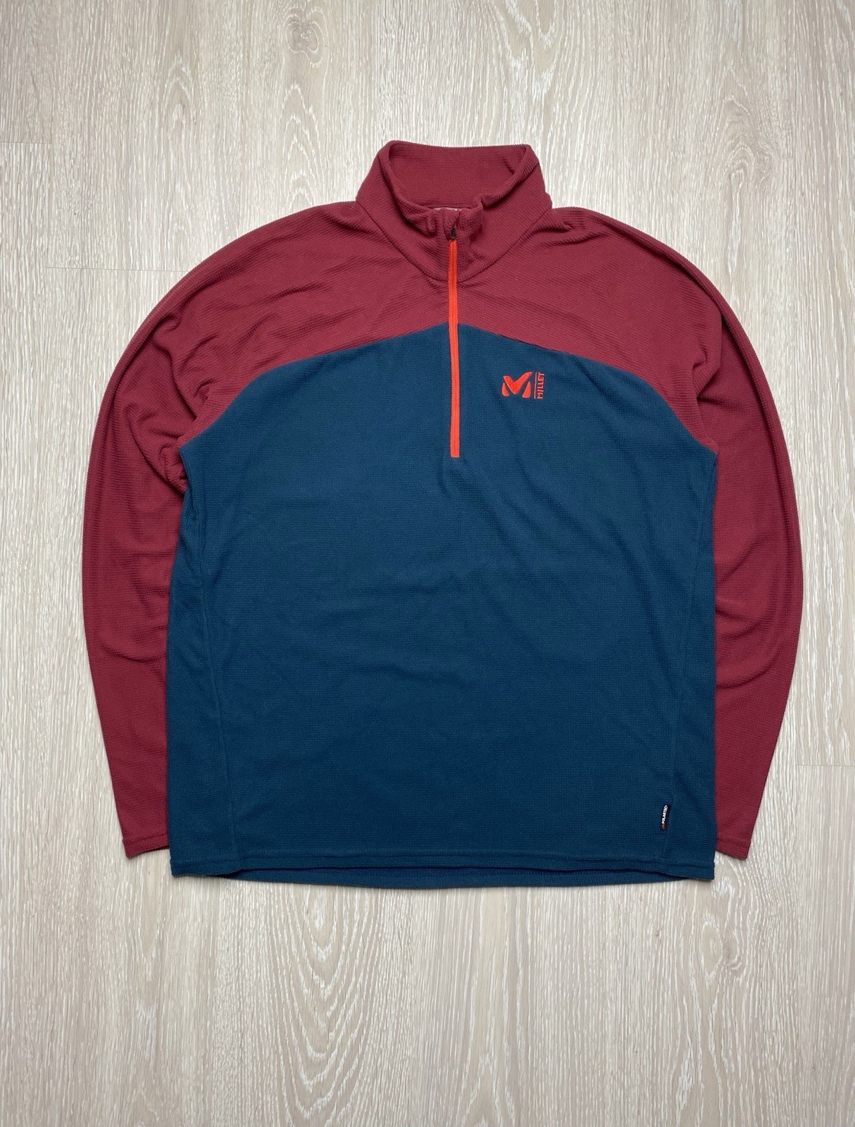 Millet Para Hombre 1/4 Cremallera Polartec Tecnostretch Rejilla Vellón Capa Media Borgoña Azul L