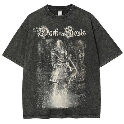 Vintage Wash Dark Souls Shirt, Soulsborne Inspired, Video Game Aesthetic, Metal