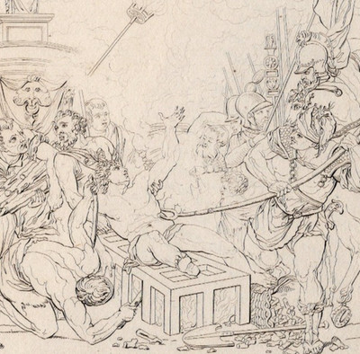 Martyrdom Of St Lawrence Roman Scene After Titian 1808 Copper Engraving