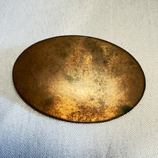 Vintage Copper Tone Oval Domed Brooch Pin Rustic Patina Unmarked