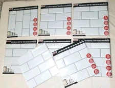 Lot of 8 Self Adhesive Wall 3D White Tiles  12" X 12"