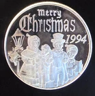 1994 Merry Christmas Carolers Peace On Earth -0.999 Silver 1 Oz Art Coin Round