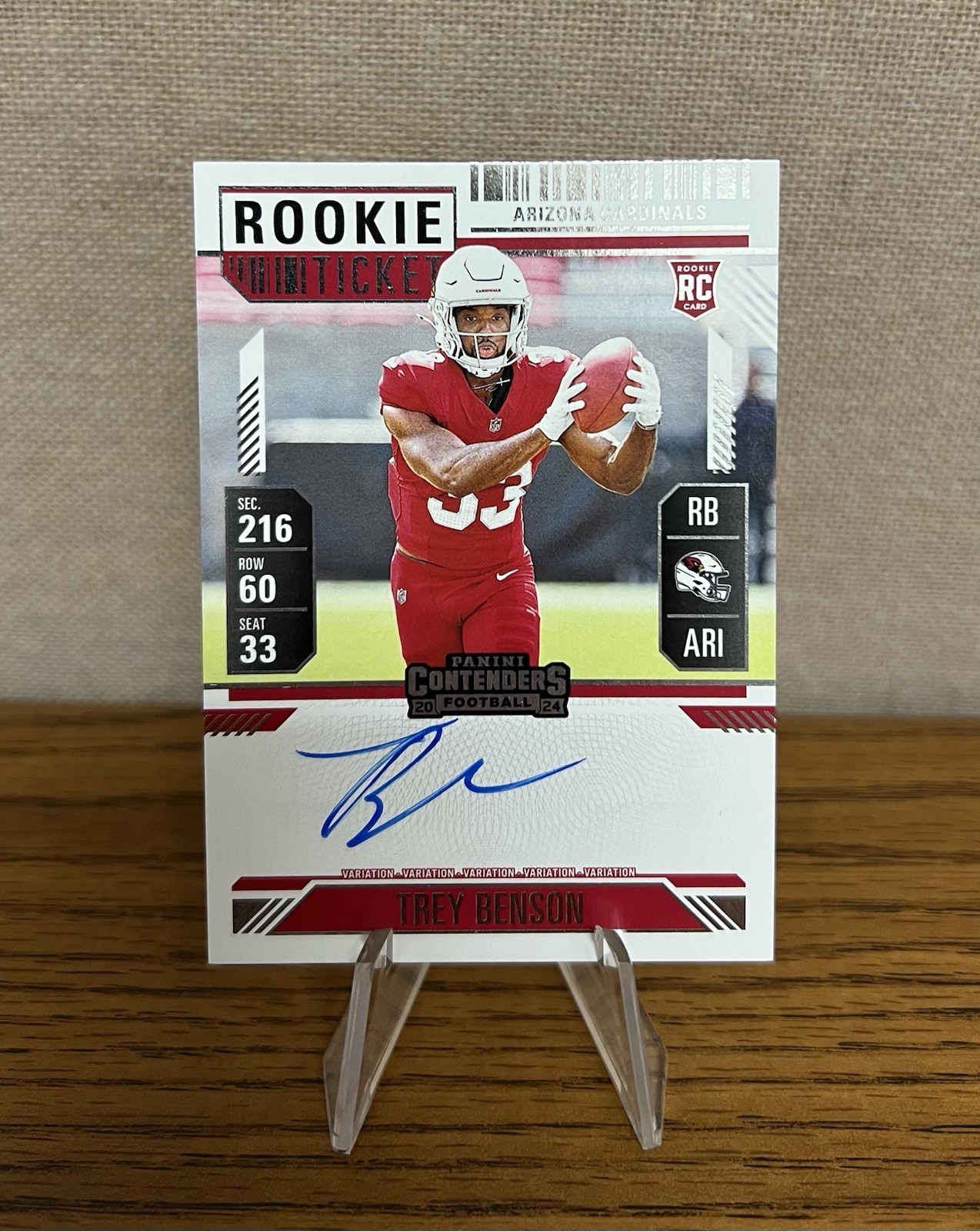 2024 Panini Contenders Trey Benson Variation RC Auto #119 Cardinals