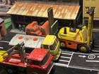 VINTAGE DIECAST COMMERCIAL JOBLOT- 2 CORGI TRUCKS & 2 DINKY FORKLIFTS