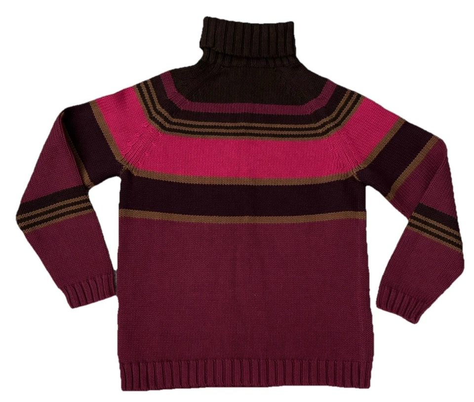 Suéter vintage Lands End para mujer cuello alto mediano púrpura pesado rosa marrón Y2K Foto 4 de 4