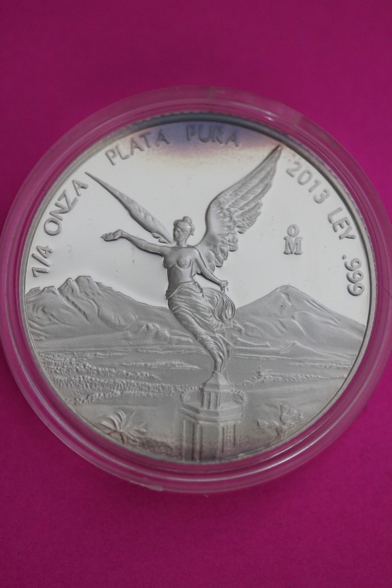 2013 Proof Mexico Libertad 1/4 Onza Silver Coin 1/4 Ounce In Mint