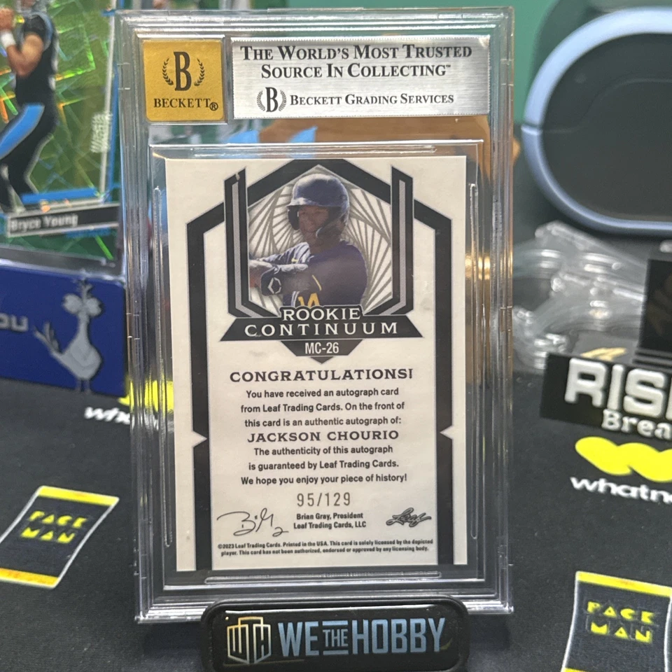 2023 Leaf Metal JACKSON CHOURIO Rookie Continuum #MC-26 Gold HOLO Auto Card /129 - Image 3 of 3