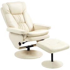 Swivel Recliner w/Ottoman,PU Leather Reclining Chair w/Ottoman,Upholstered