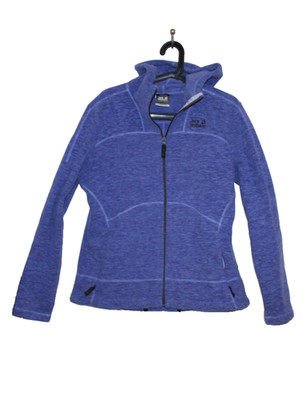 Jack Wolfskin Womens XL Blue Full Zip Hooded Fleece Jacket Outdoor Hiking