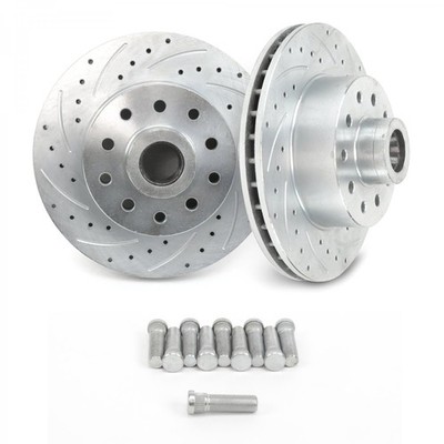 SureStop Drilled & Slotted 11'' 5 Bolt Mustang II Rotors multi lug w/ Bearings 