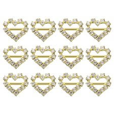 Rhinestone Ribbon Buckle, 12Pcs 15 x 17mm Crystal Ribbon Buckle, Gold, White