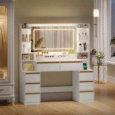 Dressing Table With Led Mirror Drawers Set Makeup Desk Vanity Table Lights