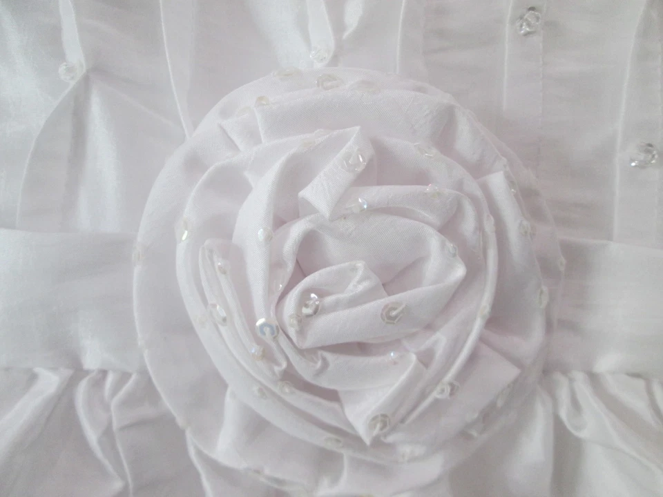 Новый с Ярлыками Isobella & Chloe девочек размер 12 трапециевидный платье белый молнии назад бисером галстук - Изображение 4 из 4