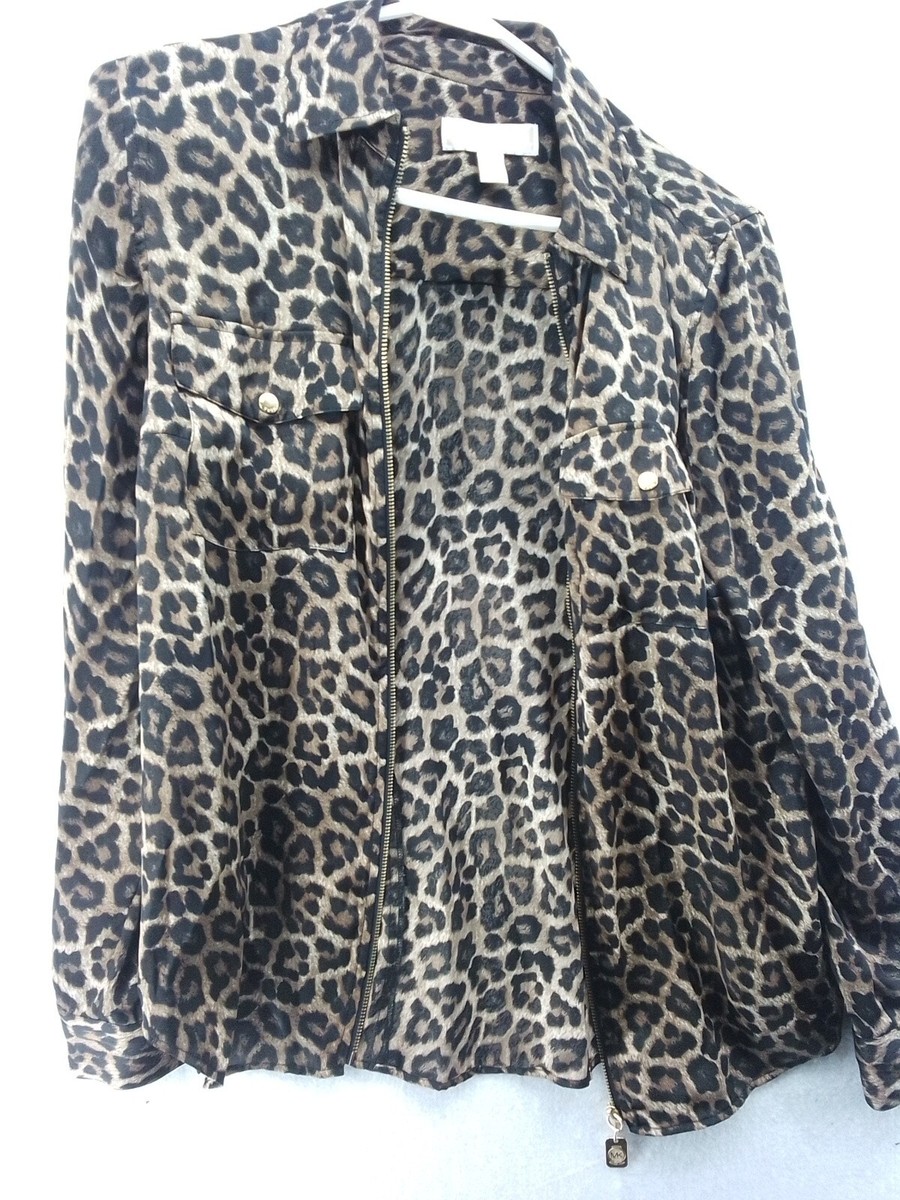 New Michael Kors Cheetah/ Leopard Print Women's Zip Jacket