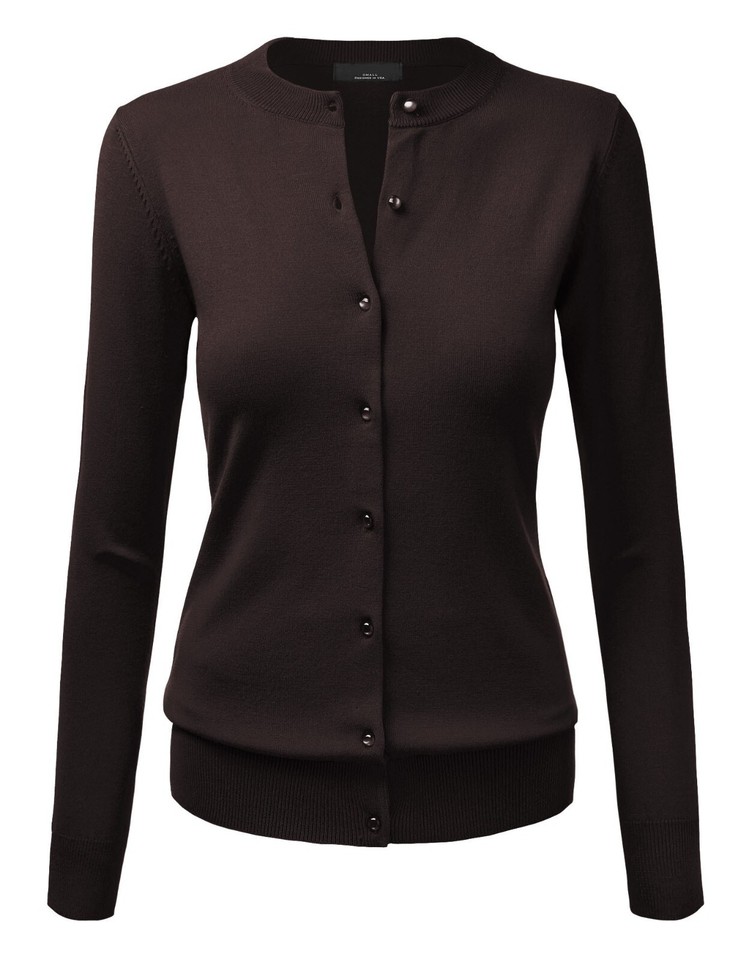 Buttoned Round Neck Long Sleeve Sweater