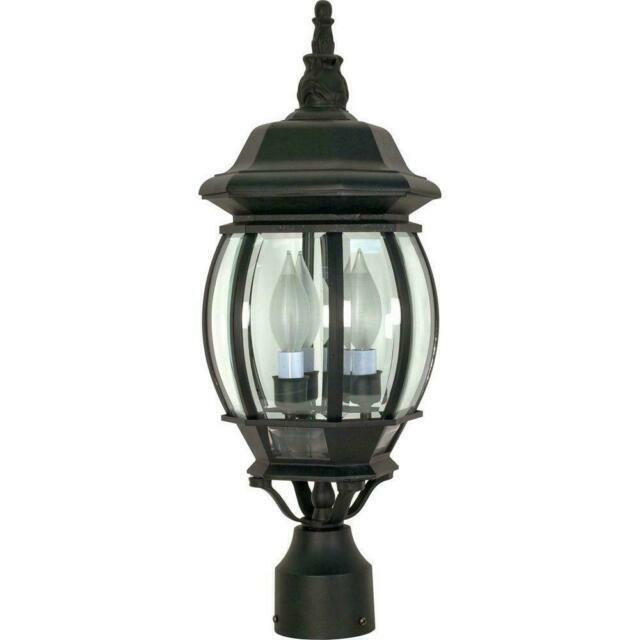 Hampton Bay 3Light Outdoor Textured Black Post Lantern for sale online