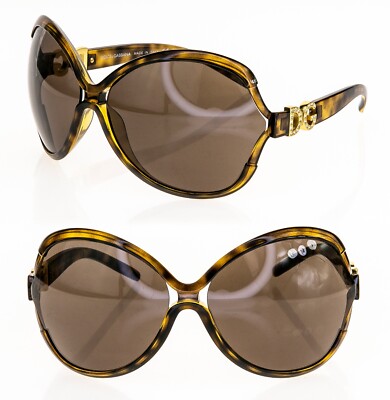 DOLCE GABBANA 6025 Brown Oversized Butterfly Crystal Sunglasses DG6025B 