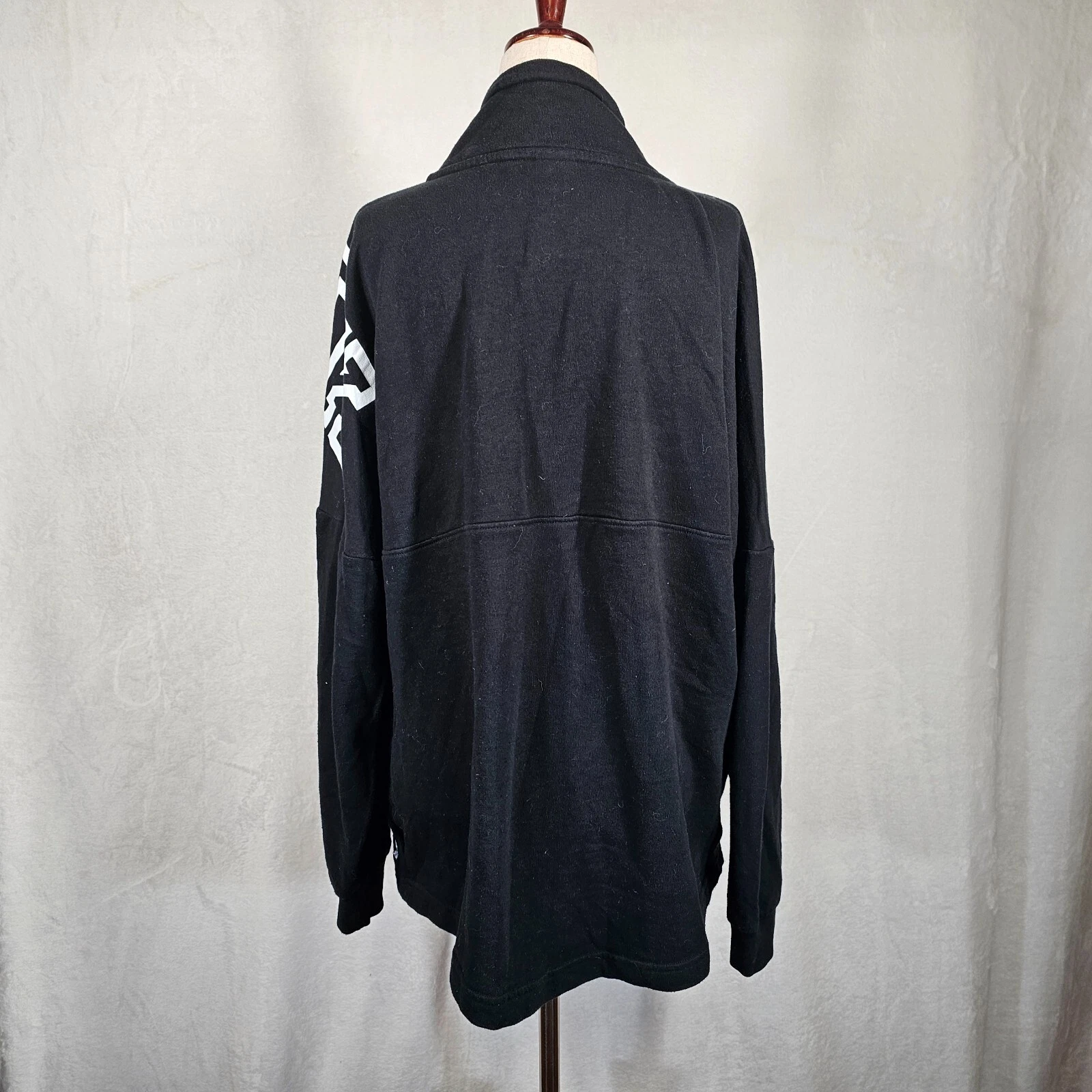 UNDERCOVER Felpa con cappuccio Victoria's Secret ROSA nera quarto zip oversize ampia taglia L scritta