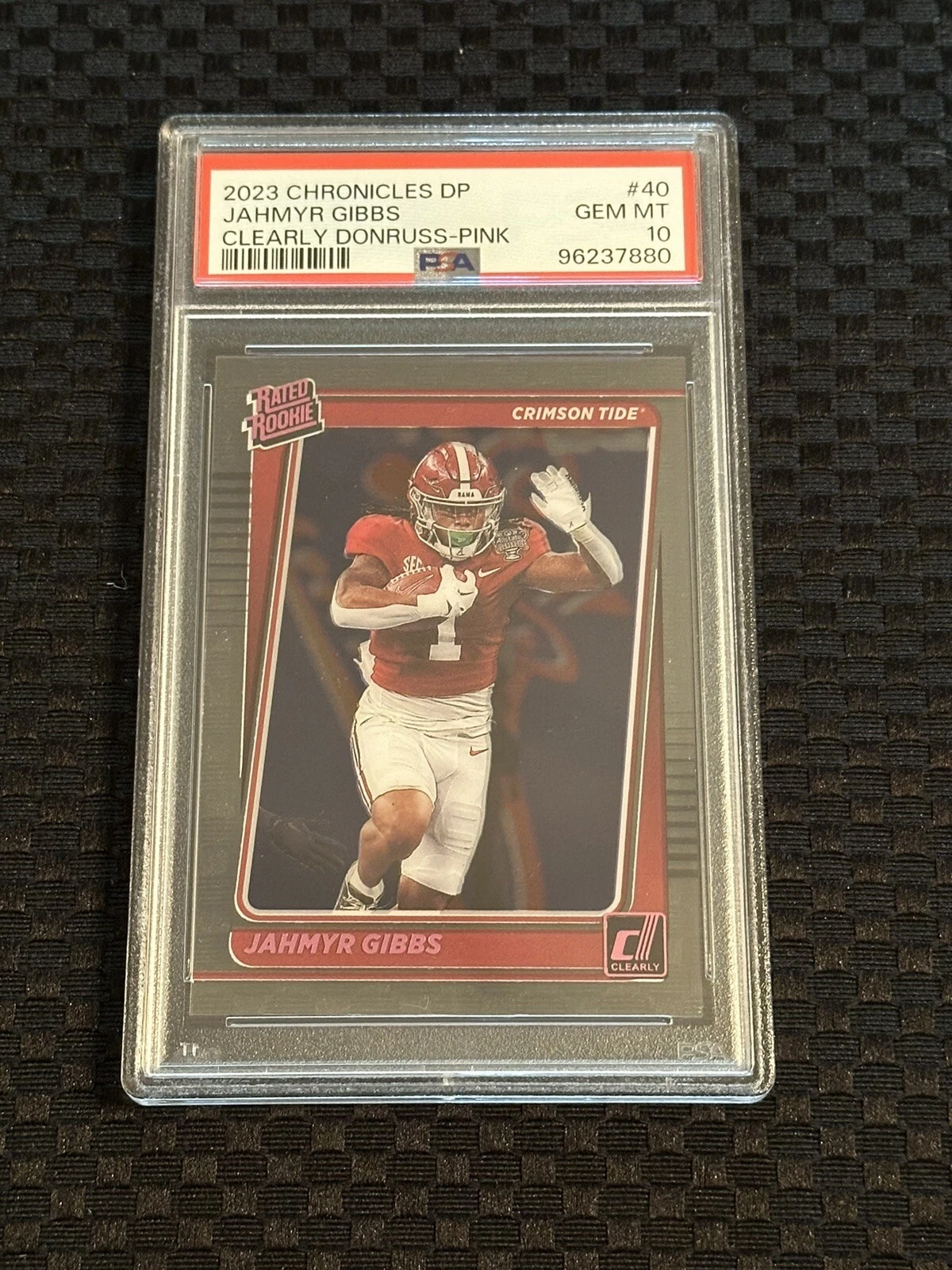 Jahmyr Gibbs Panini Chronicles Draft Picks Clearly Donruss #40 Pink