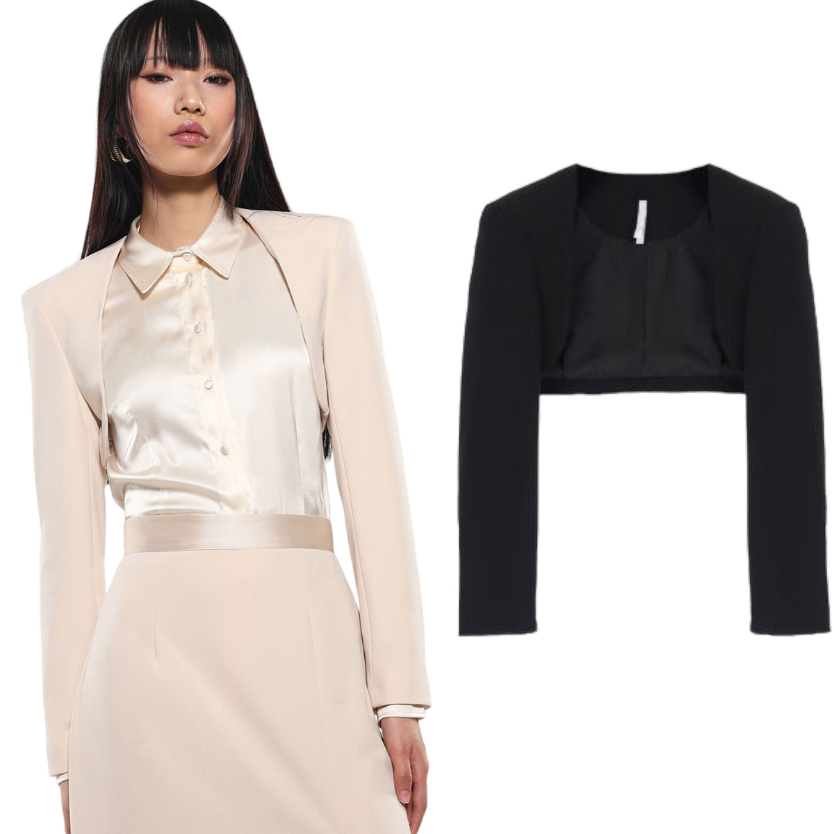 Giacca coprispalle IMPERIAL cropped monocolour con maniche lunghe