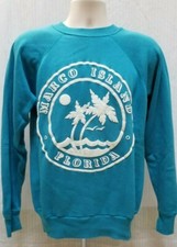 Vintage MARCO ISLAND FLORIDA Blue Raglan Sweatshirt - Mens M/L