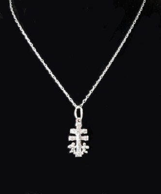  COLLAR COLGANTE CRUZ de CARAVACA 20 mm (17+3) PLATA de ley 925 y CADENA 50 cm