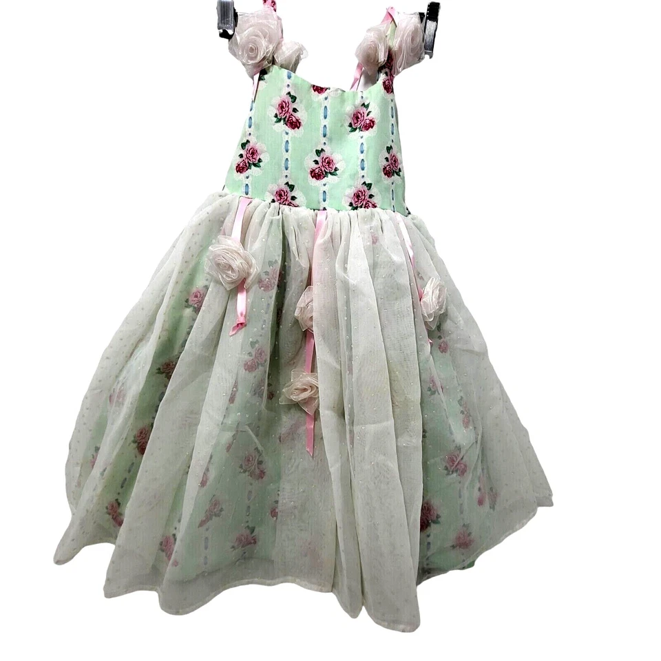 Daisy королевство принцесса юбки цветок 3 слоя платье девочек размер 4 трудно найти винтажный - Изображение 3 из 4