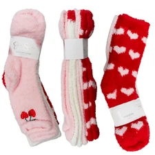 Jessica Simpson Cozy Crew Socks 4 Pairs Fuzzy Soft Women’s Size 4–10 Hearts NEW