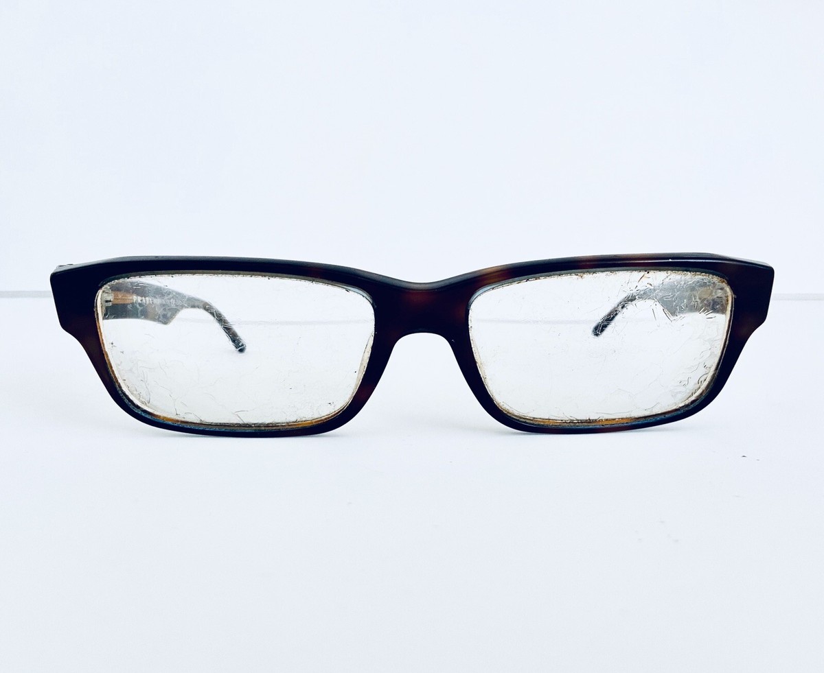 Prada Black Acetate Rectangle Frame Temples Made Italy VPR 16M 53